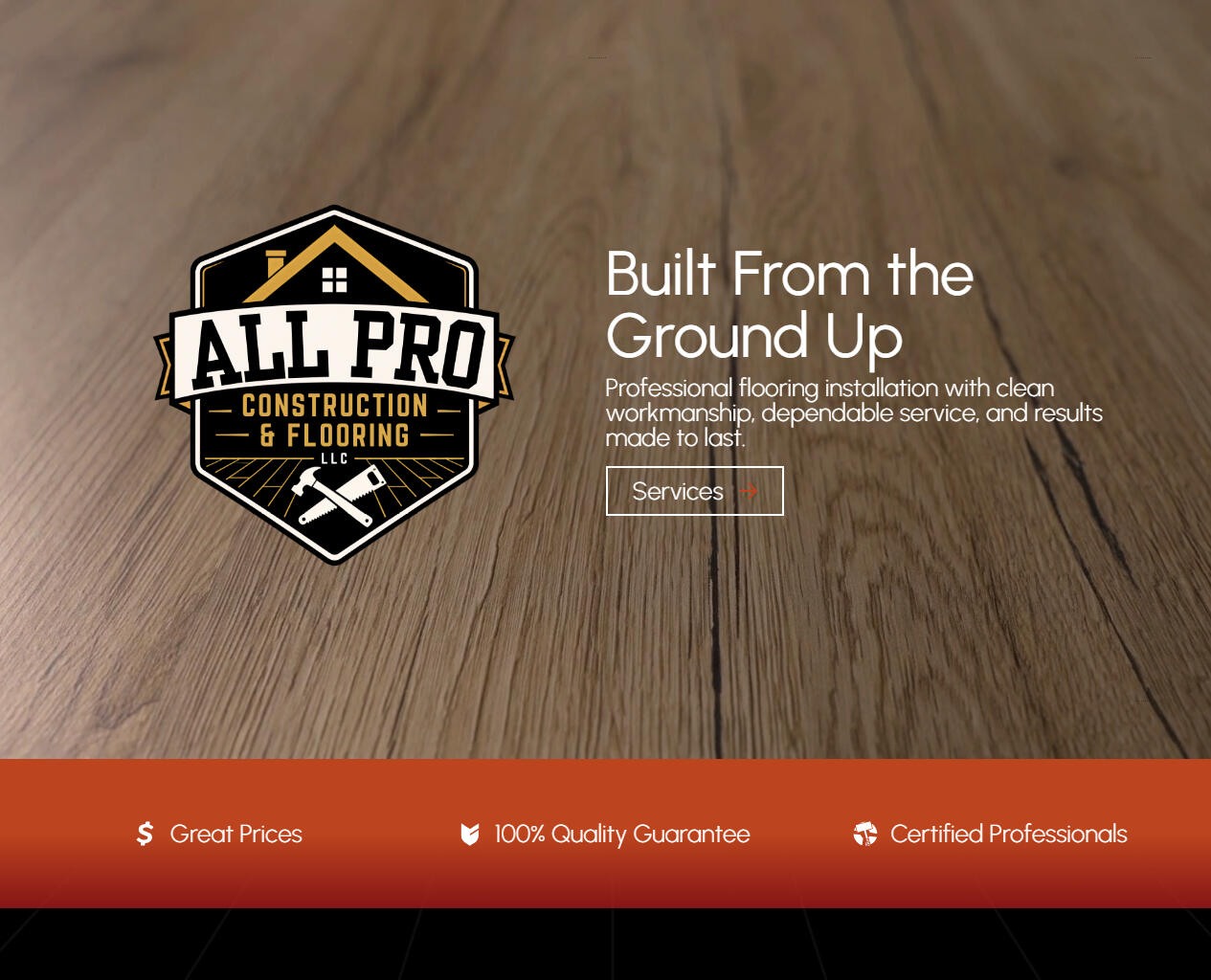 All Pro Construction desktop website