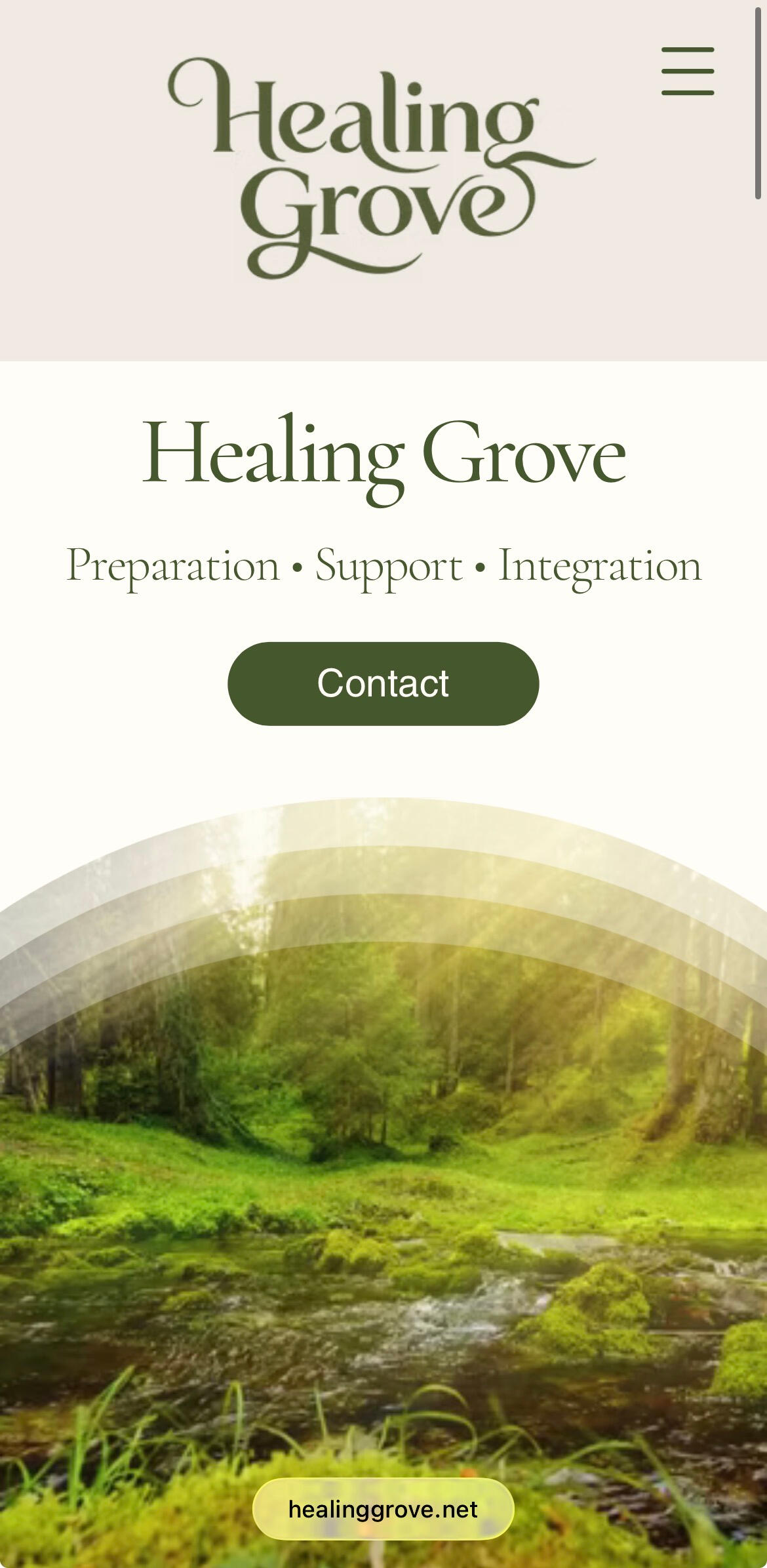 Healing Grove mobile website