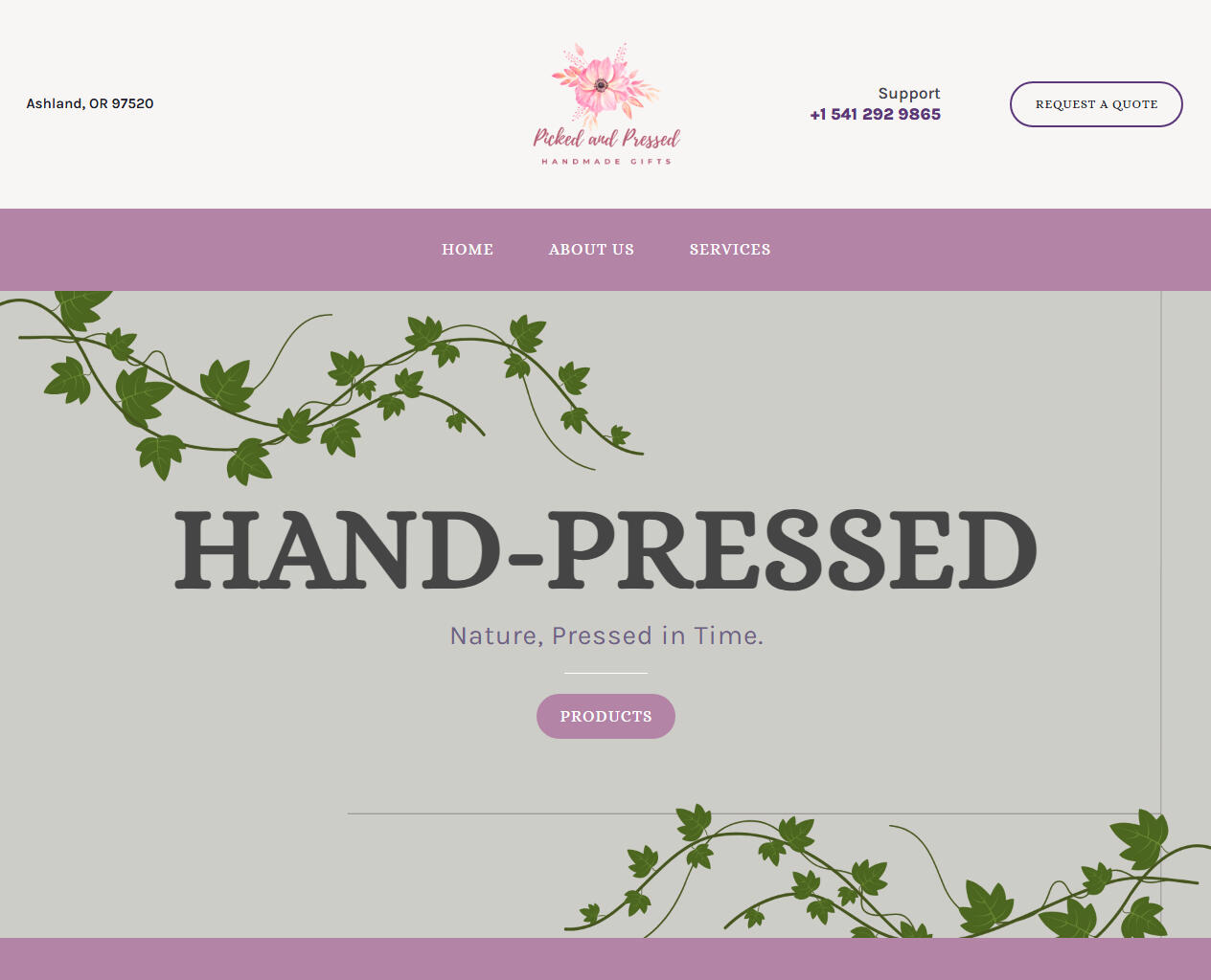 Picked and Pressed desktop website