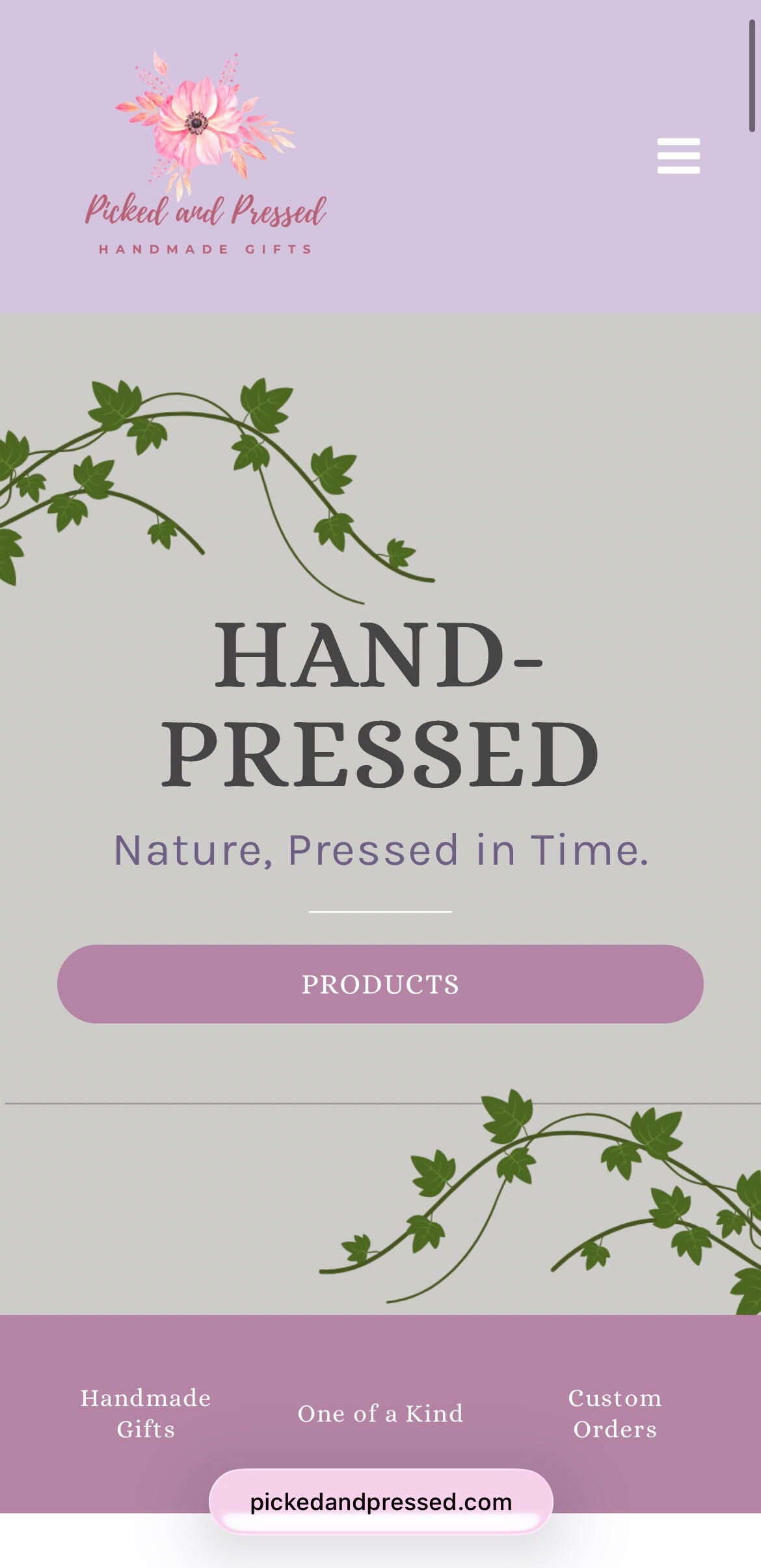 Picked and Pressed mobile website