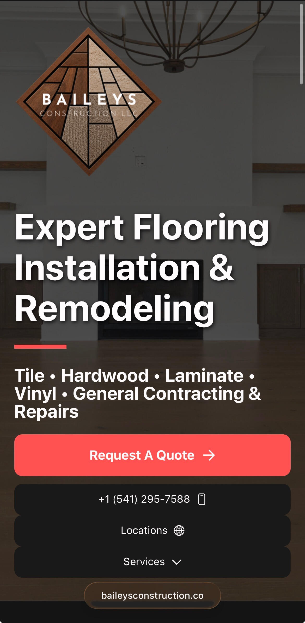 Bailey's Construction mobile website